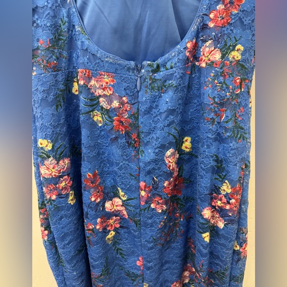 GUESS Womens Blue Floral Sleeveless V Neck Short Body Con Party Dress Size: 10 - Picture 3 of 13